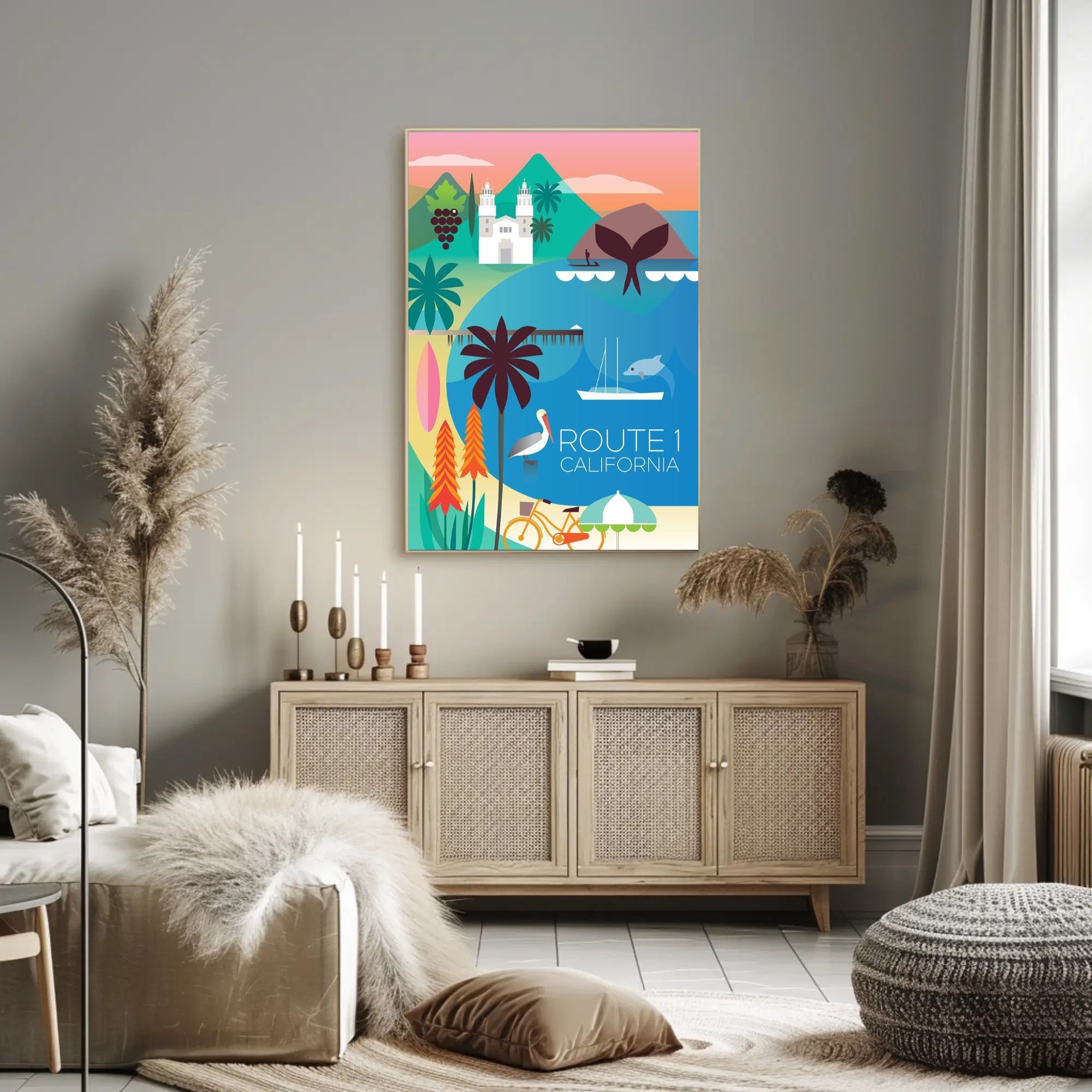 California Coastal Adventure Art – Travel Poster PosterGoat