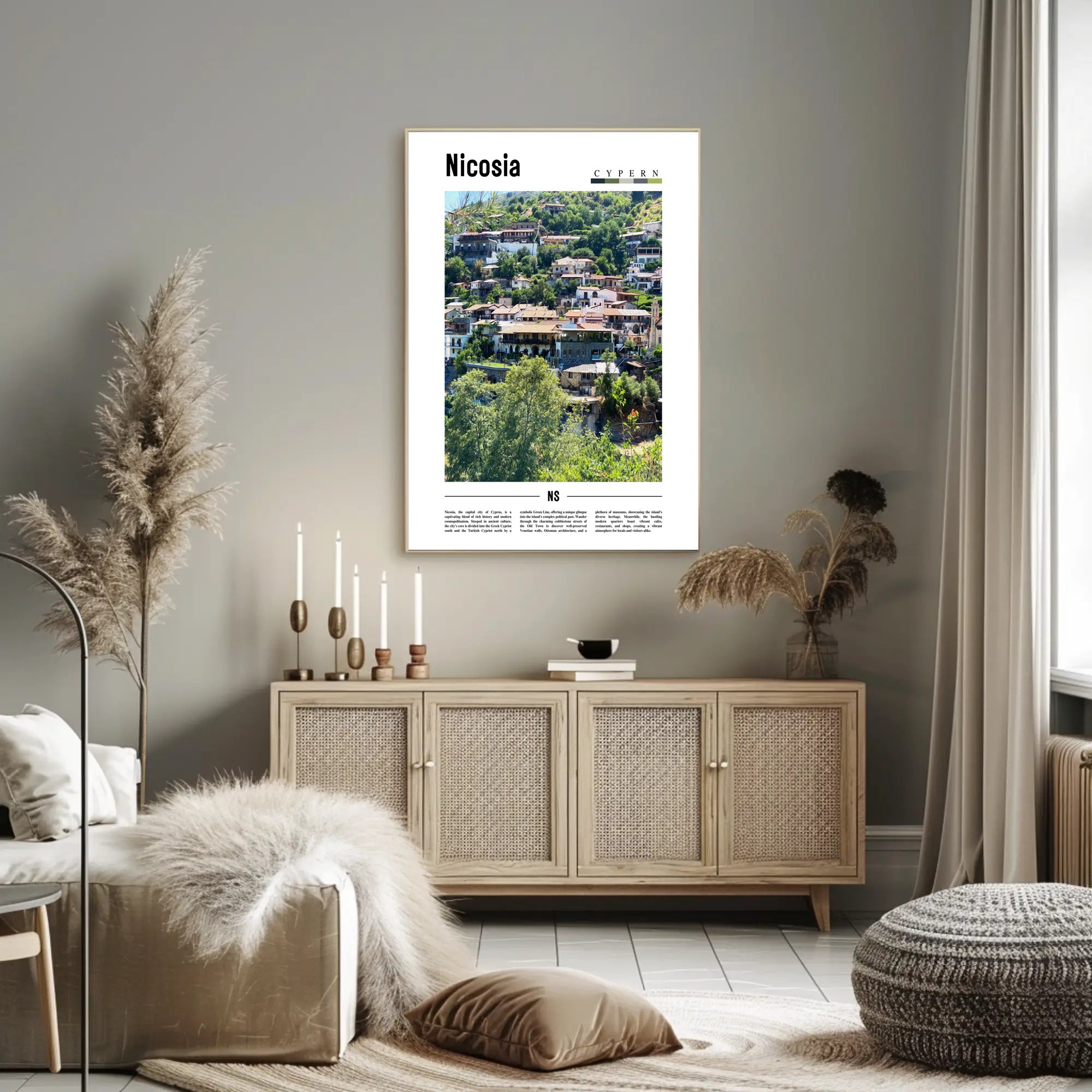Nicosia Cityscape Vibrant Travel Poster PosterGoat