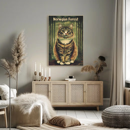 Norwegian Forest Cat Portrait Art Print Decor Poster