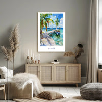 Tropical Belize Coastal Scene Travel Poster PosterGoat