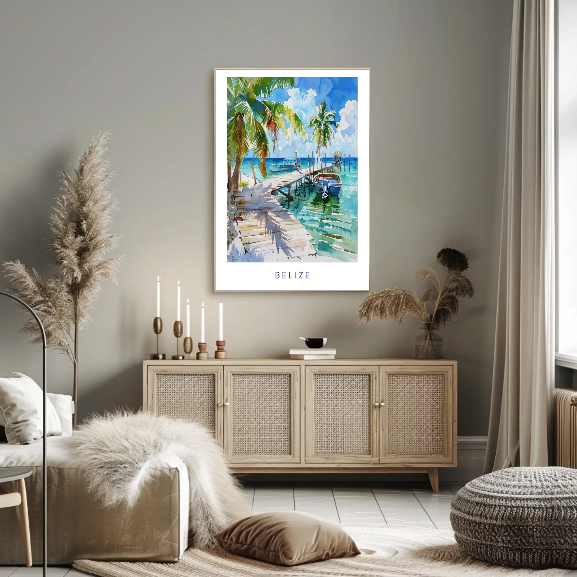 Tropical Belize Coastal Scene Travel Poster PosterGoat