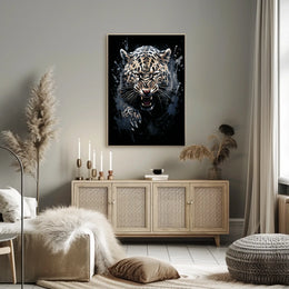 Fierce Leopard Art Poster: Dynamic Wild Energy