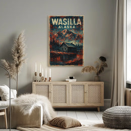 Wasilla Alaska Scenic Travel Print Vintage Landscape Wall Art Decor Timeless Rustic Poster