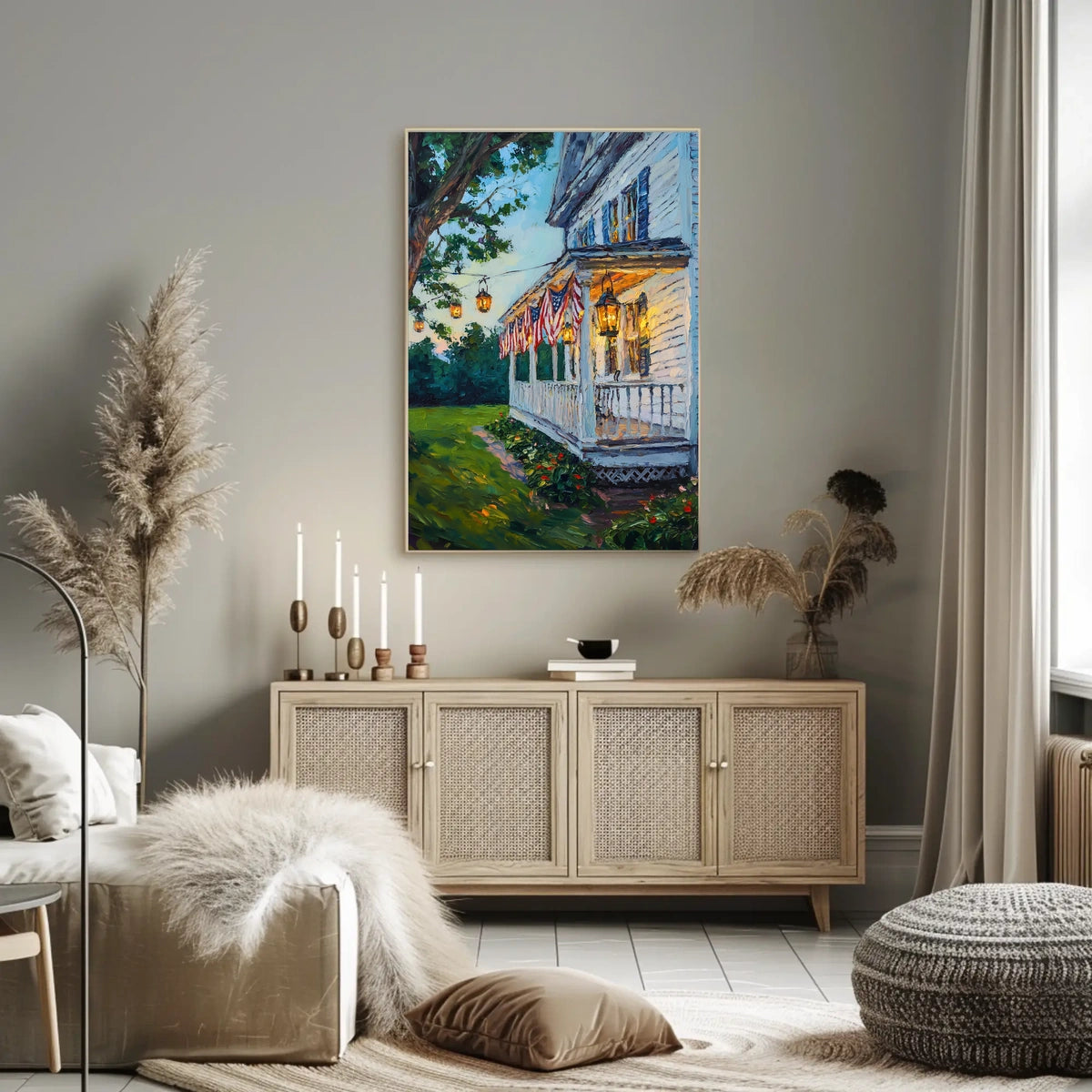 Vintage Rustic White Wooden House Wall Art Decor Poster