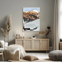 Winter Serenity Cabin in Snowy Alps National Park Poster