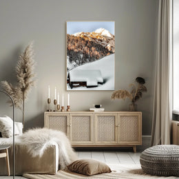 Winter Serenity Cabin in Snowy Alps National Park Poster