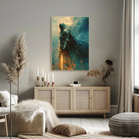 Medieval Knight with Glowing Sword Fantasy or Mythology Poster PosterGoat