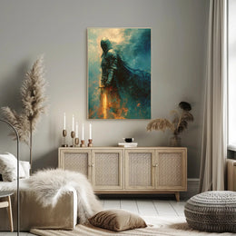 Medieval Knight with Glowing Sword Fantasy or Mythology Poster PosterGoat