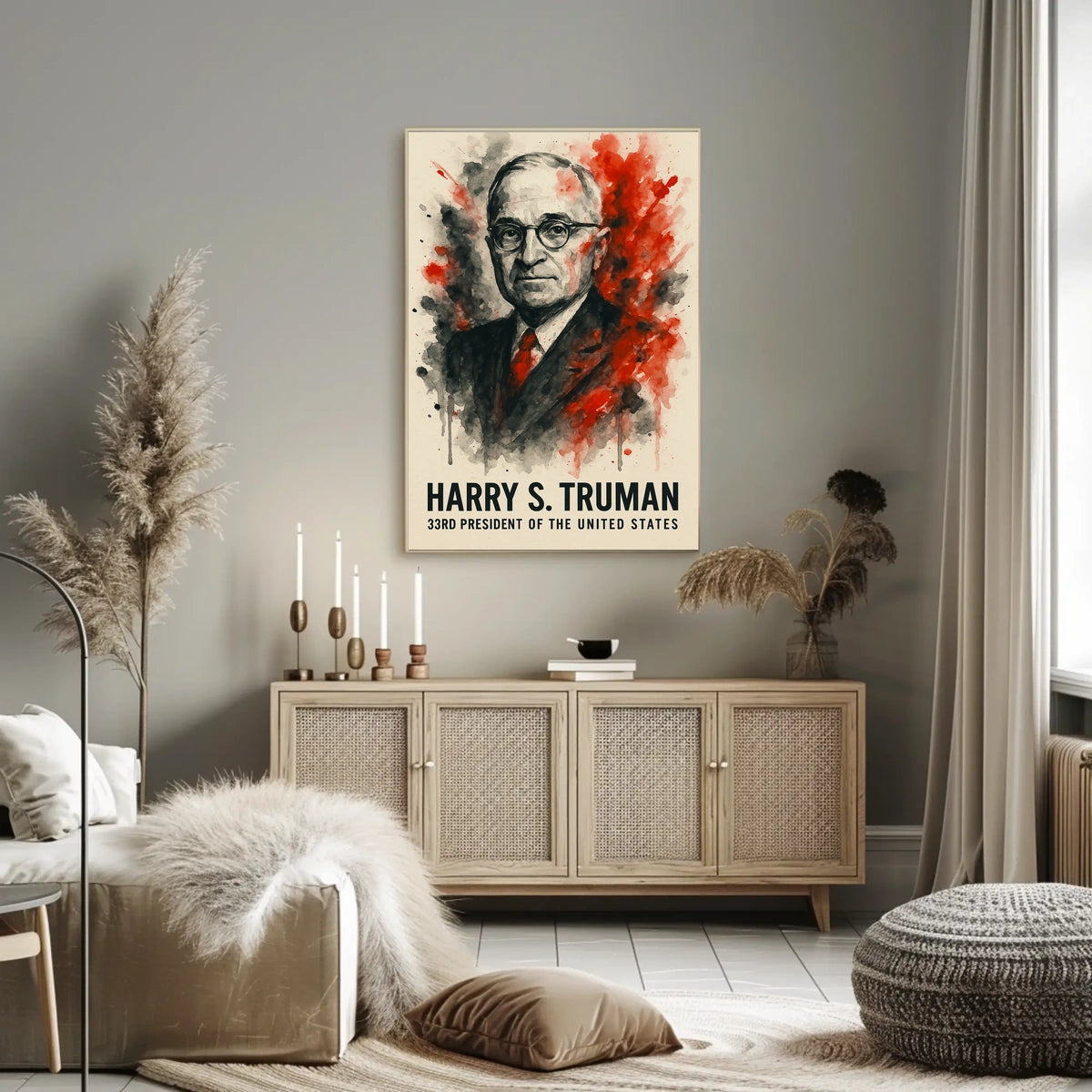 Harry S. Truman Watercolor Historical Presidential Poster