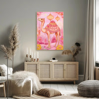 Dreamy Desert Camel Poster Vintage Travel Wall Art