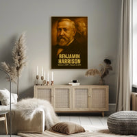 Benjamin Harrison Poster Vintage Presidential Portrait Wall Art Analog Film Aesthetic Print