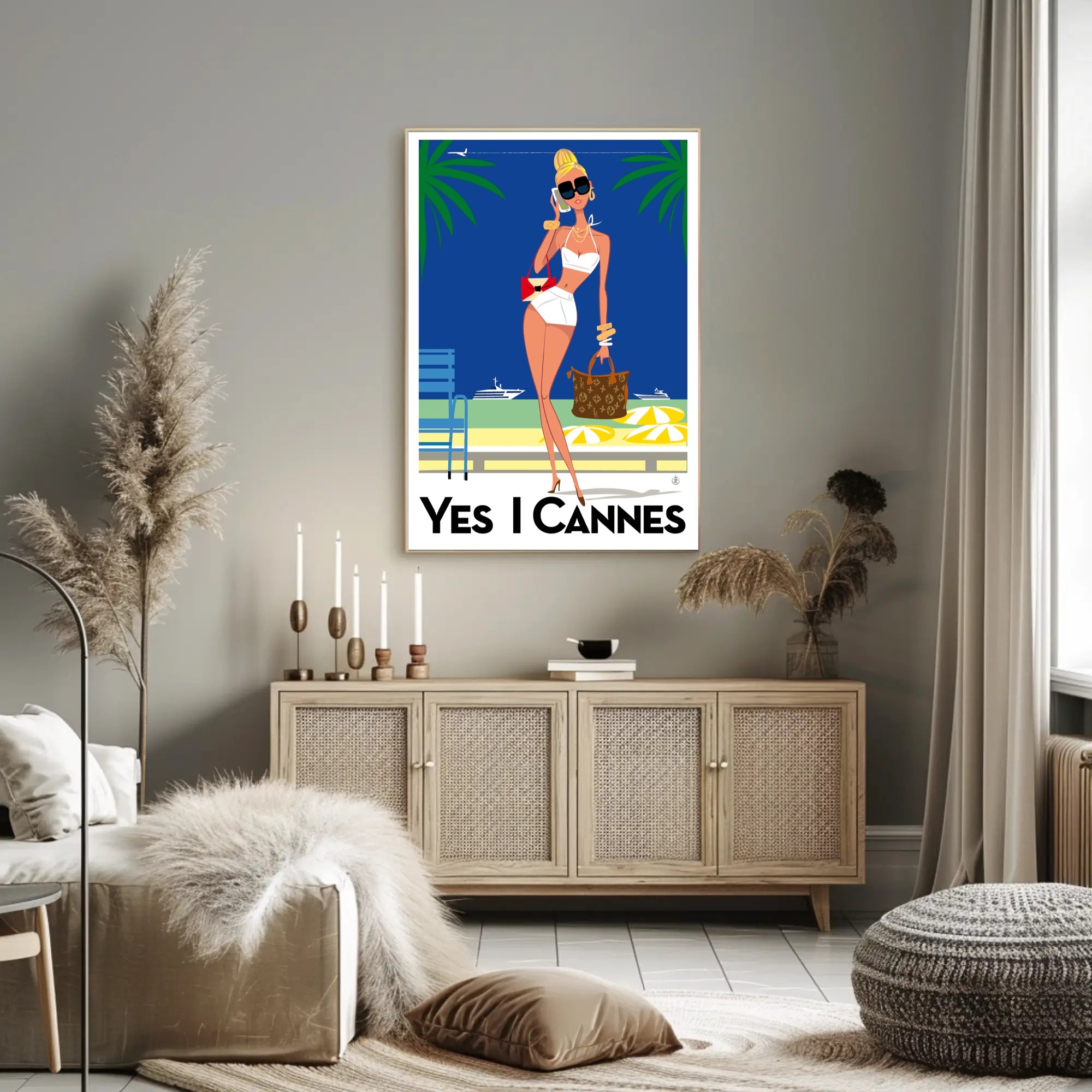 Glamorous Seaside Escape Art Print - Travel Poster PosterGoat