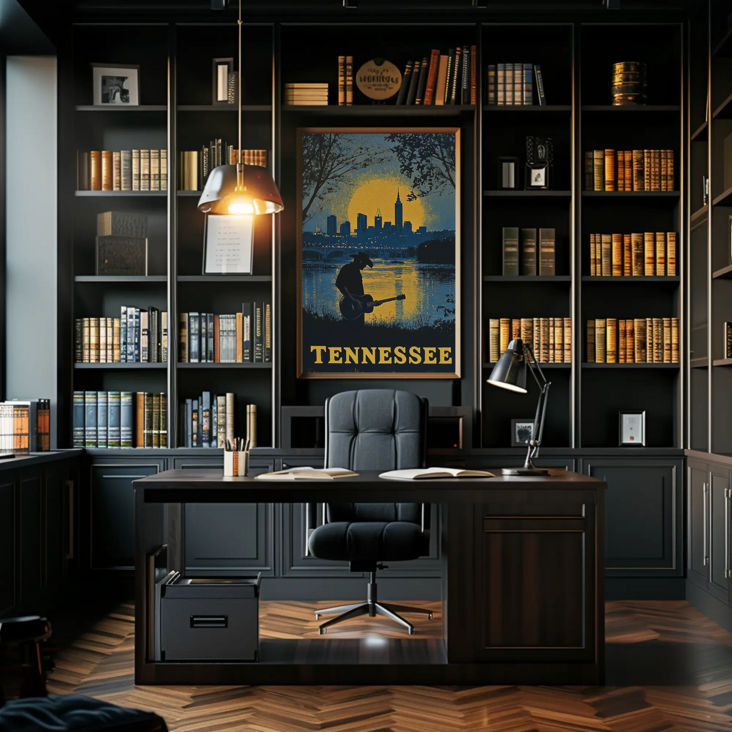 Tennessee Vintage Poster - Music and Cityscape