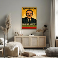 Franklin D. Roosevelt 32nd President of the United States Inked Comic Style Poster