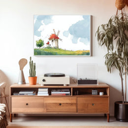 Serene Windmill Landscape Poster