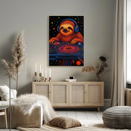 Sloth DJ Party Vibes Animal Poster