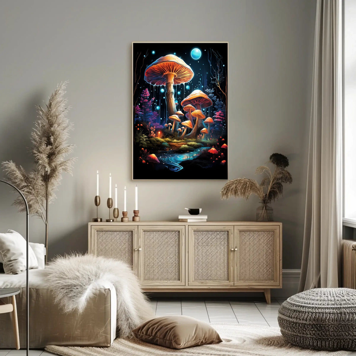 Mystical Luminescent Forest Fantasy Art Poster