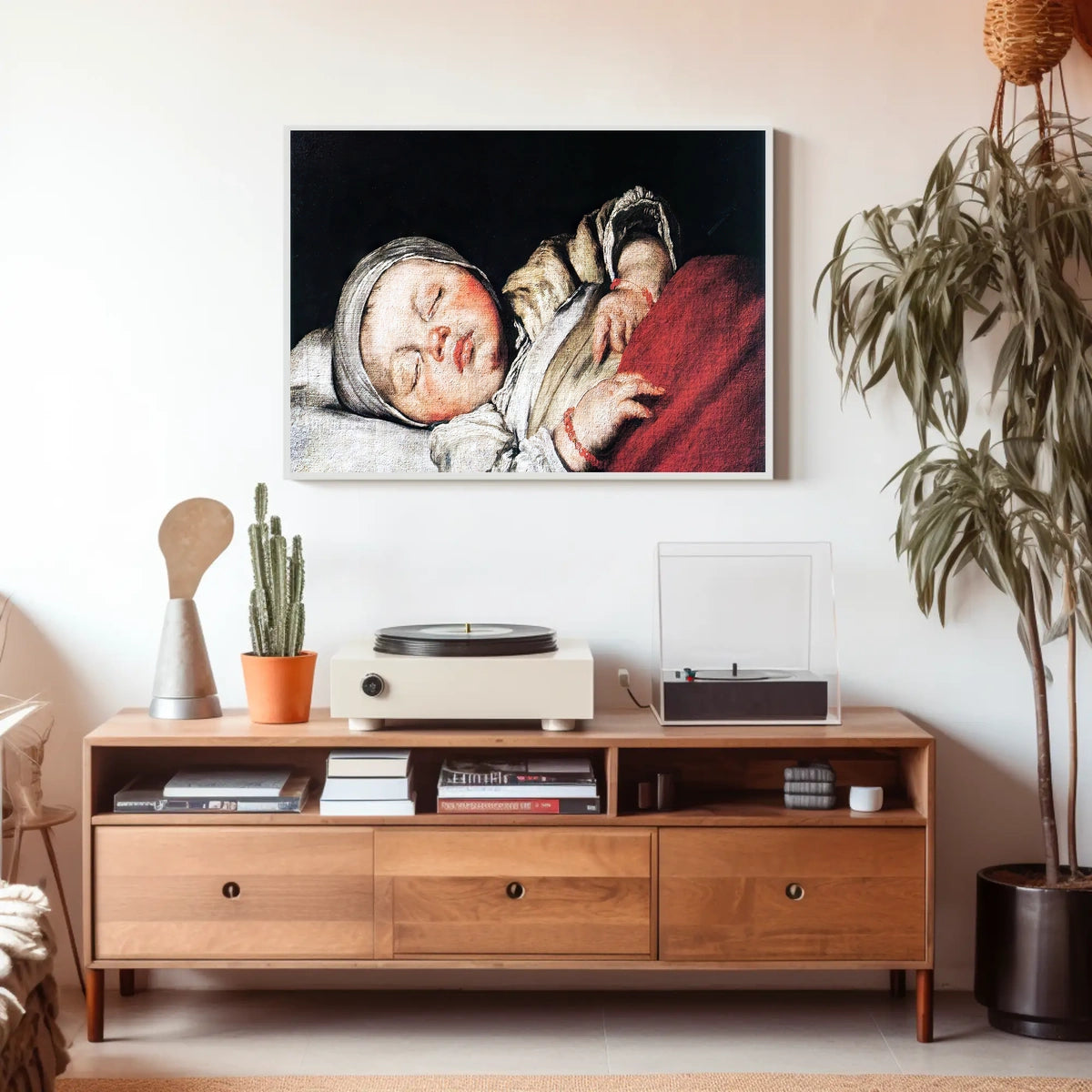 Sleeping Infant Amidst Historical Charm - Artistic Poster