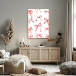 Delicate Pink Bows Watercolor – Abstract or Artistic Poster PosterGoat