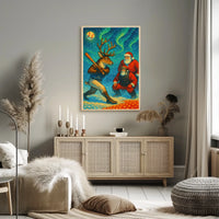 Festive Baseball Christmas Reindeer Fantasy Poster