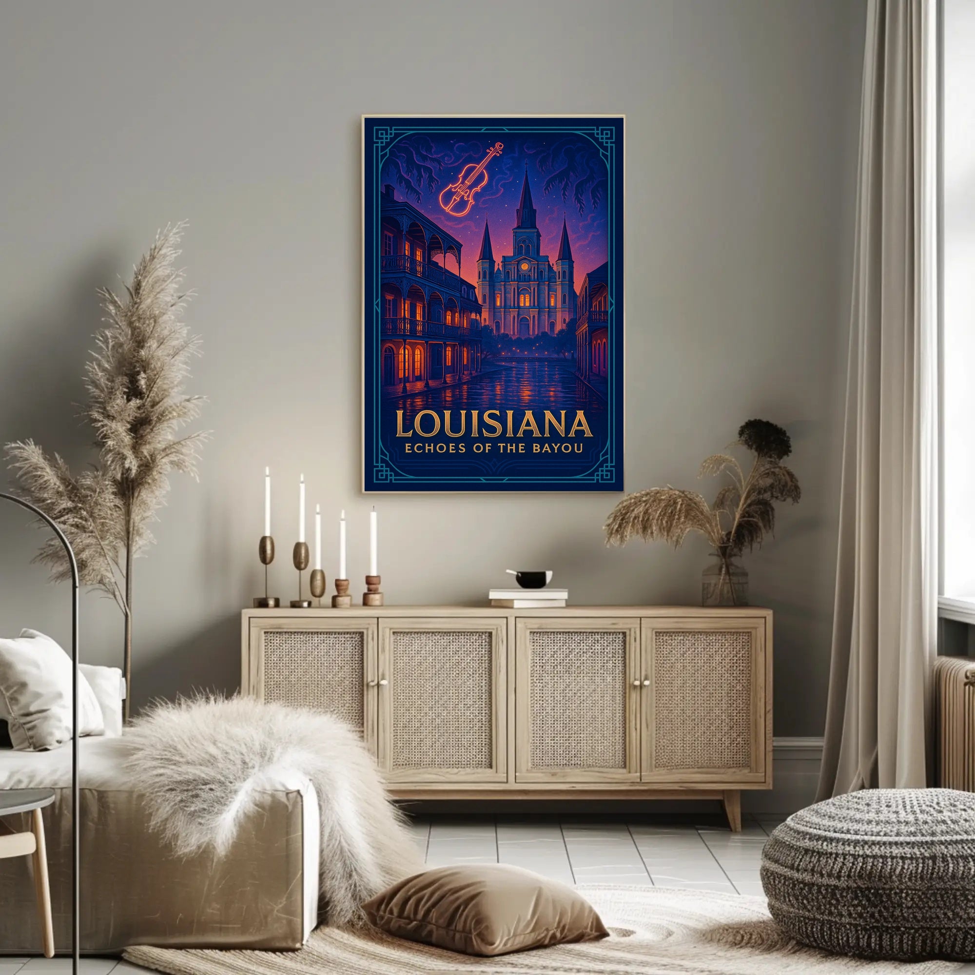 Louisiana Bayou Poster Vintage Travel Wall Art