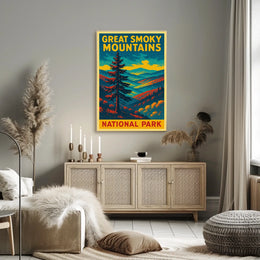 Great Smoky Mountains Vintage Travel Poster Art Nostalgic Retro Adventure Landscape Poster