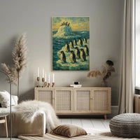 Penguins on Ice: Serene Antarctic Animal Poster