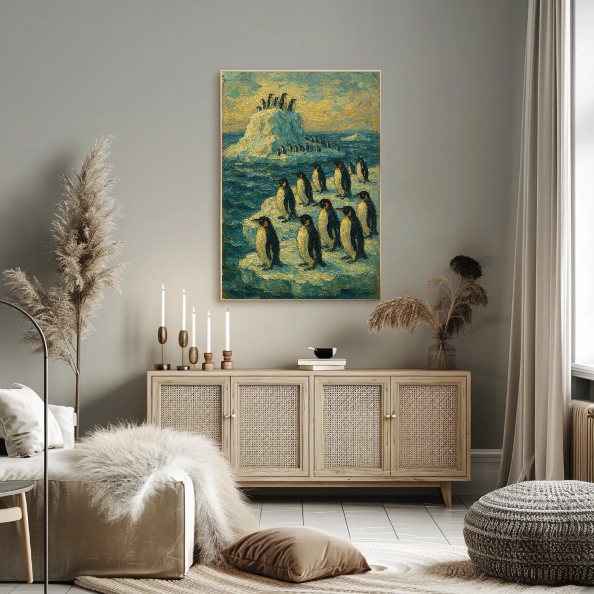 Penguins on Ice: Serene Antarctic Animal Poster