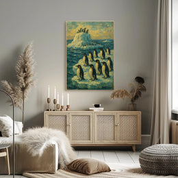 Penguins on Ice: Serene Antarctic Animal Poster