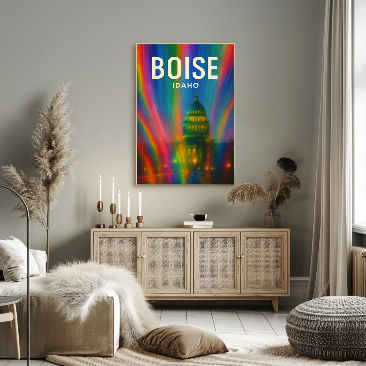 Boise Idaho Vibrant Cityscape Digital Painting Poster