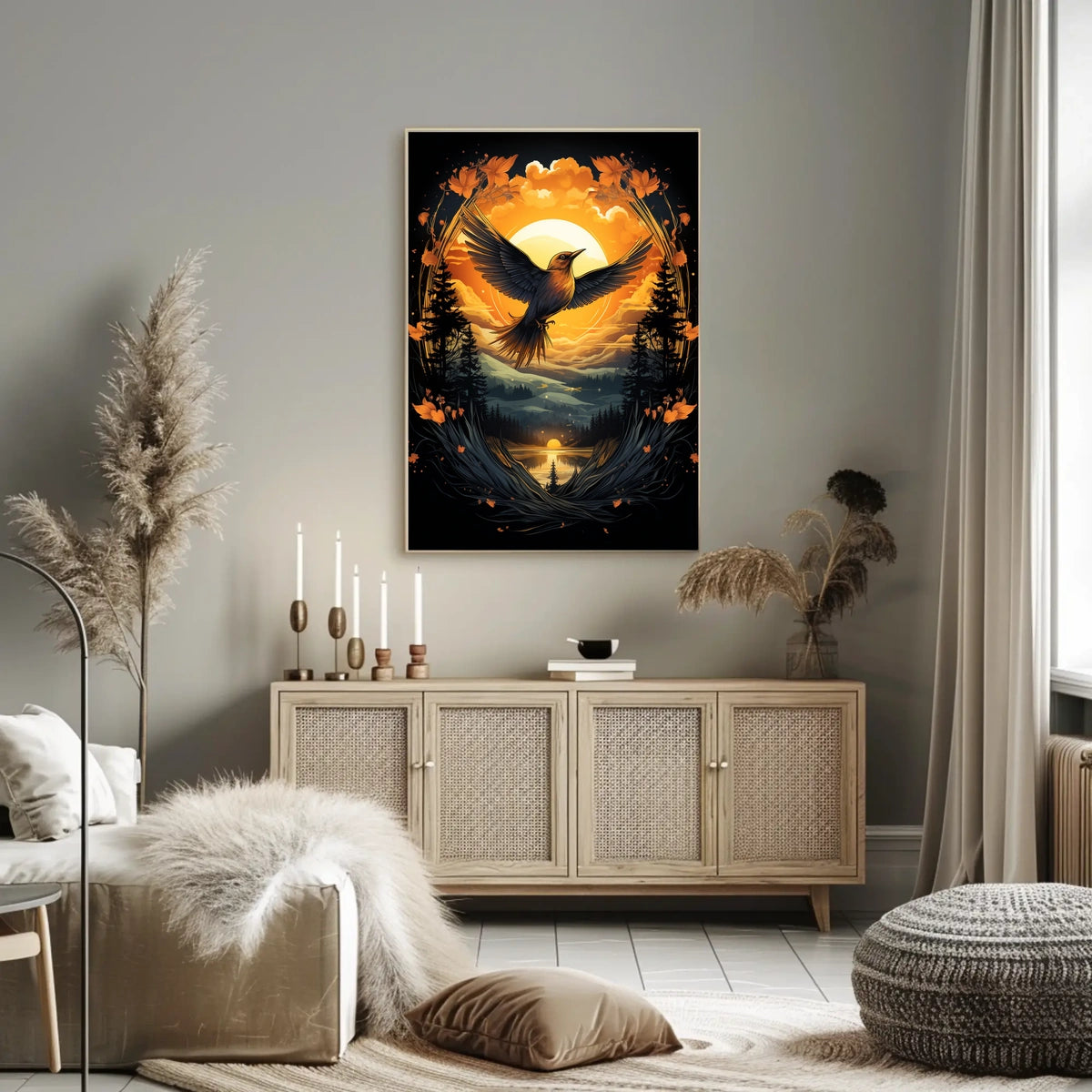 Flight At Sunset Poster