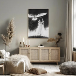 Misty Field Encounter Mysterious Surreal Ethereal Poster