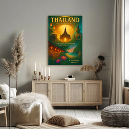 Thailand Travel Poster: Vintage Serenity and Culture