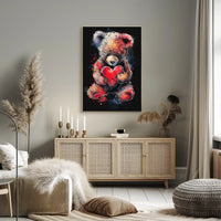 Heartfelt Embrace Watercolor Teddy Bear Love Poster