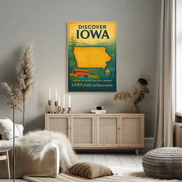 Discover Iowa Vintage Travel Poster