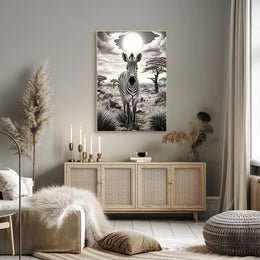 Zebra In The Savannah Poster