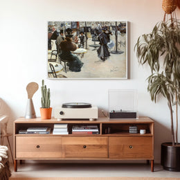 Vintage European Café Life: Impressionistic Art Poster