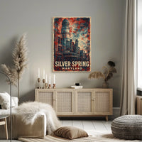 Silver Spring Travel Nostalgia Retro Folk Art Poster
