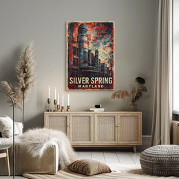 Silver Spring Travel Nostalgia Retro Folk Art Poster