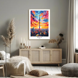 Berlin Skyline At Sunset Poster