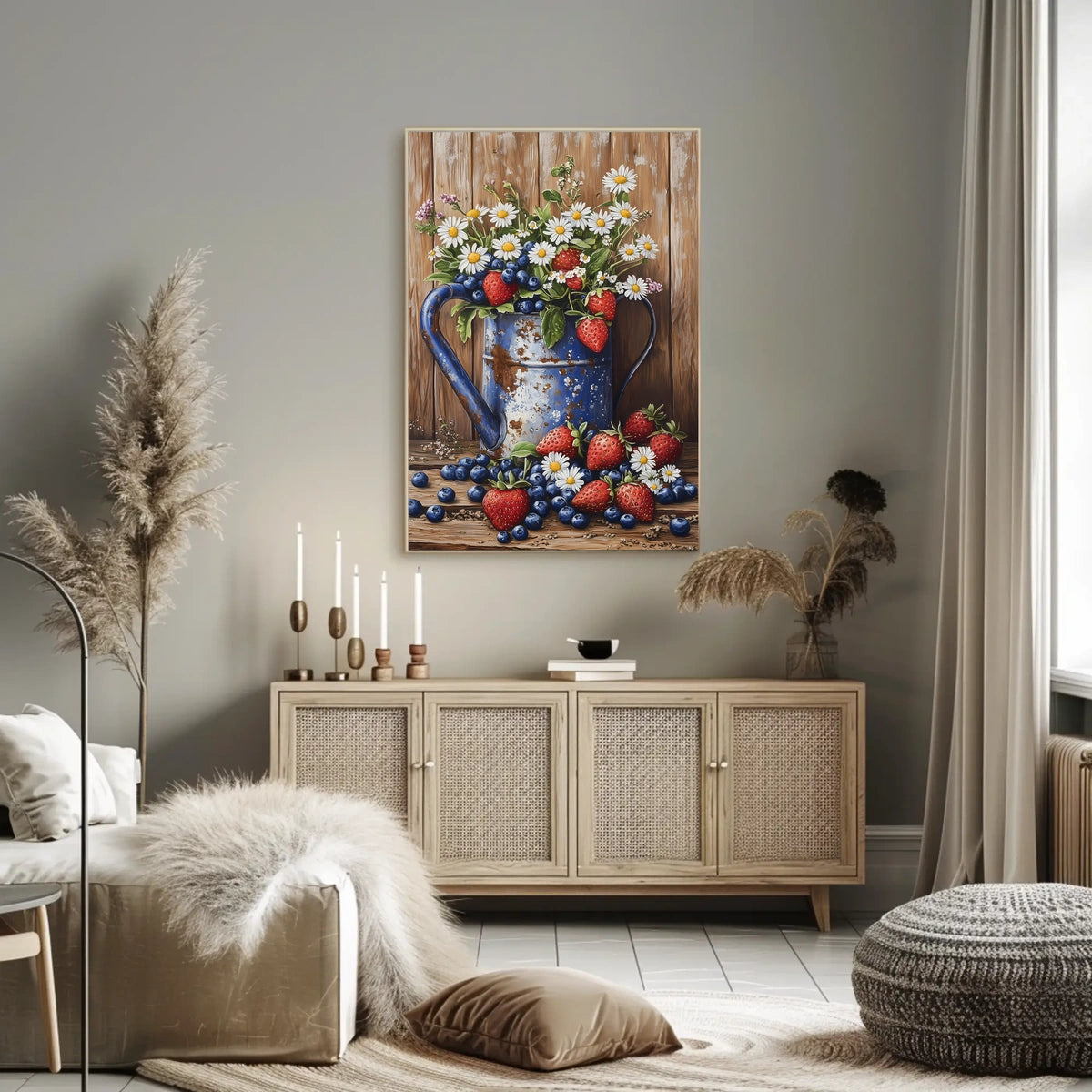 Floral Still Life In Weathered Metal Watering Can Poster