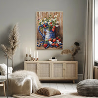 Floral Still Life In Weathered Metal Watering Can Poster