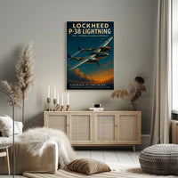 P-38 Lightning Vintage Aviation Poster Print