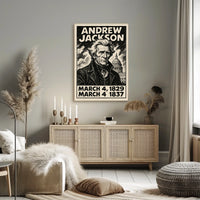 Andrew Jackson 7th President of the United States B & W Comic Sketch Poster
