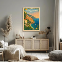 Amalfi Coast Coordinates Travel Poster