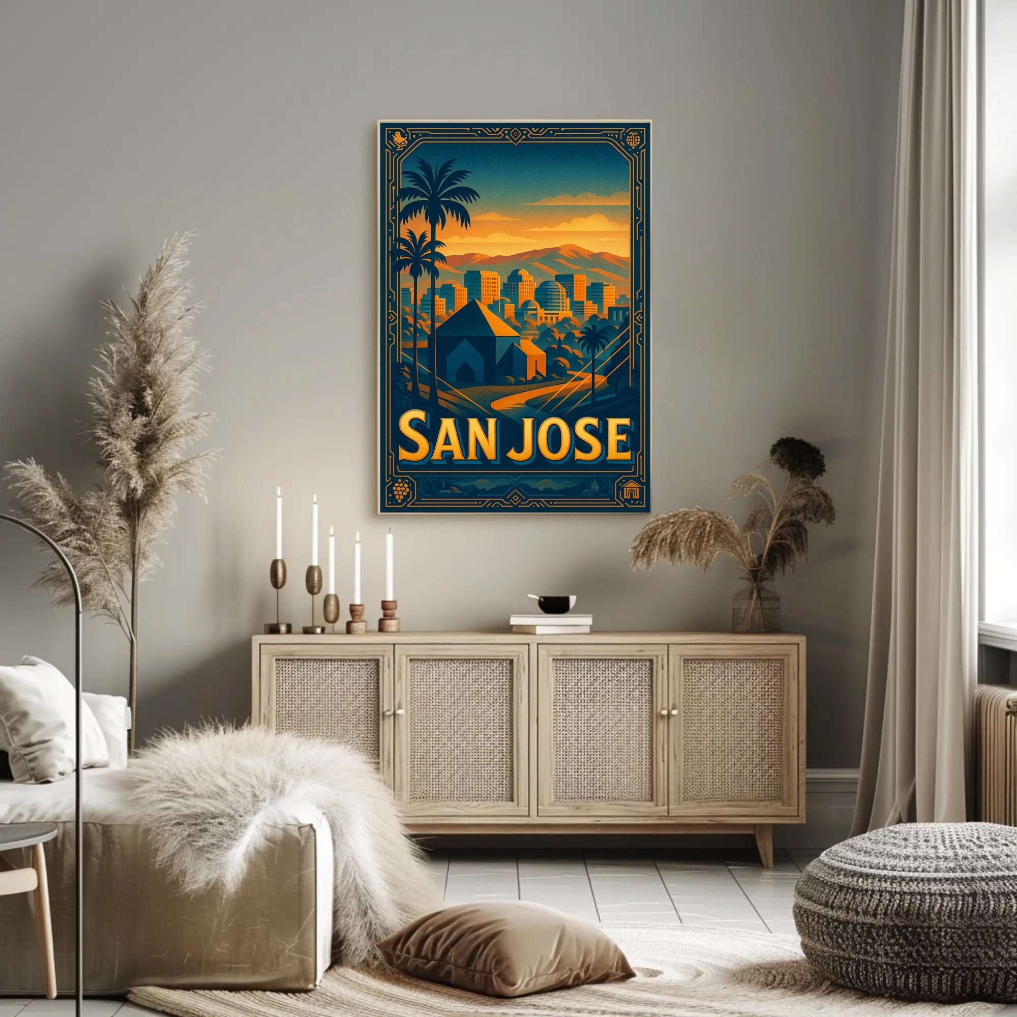 San Jose Skyline Wall Art Poster Modern Travel Print