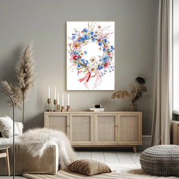 Vibrant Wreath Made Of Wildflowers Wall Decor Poster