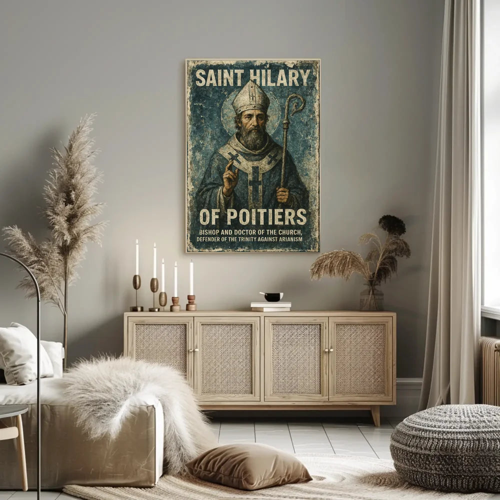 Saint Hilary of Poitiers Vintage Religious Art Poster