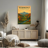 Vermont Scenic Autumn Landscape Travel Poster