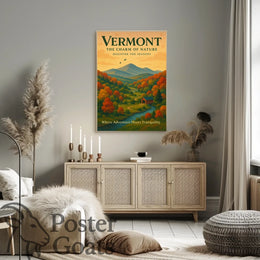 Vermont Scenic Autumn Landscape Travel Poster